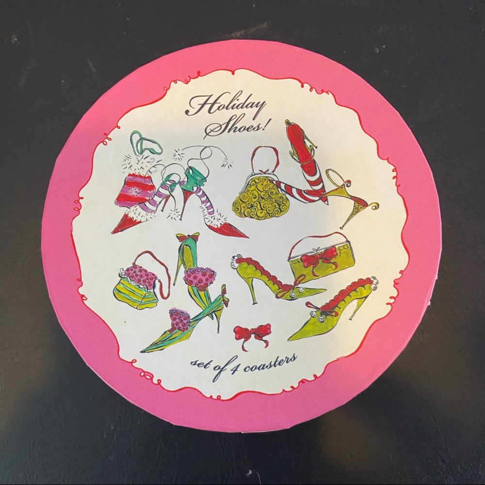 Whimsical shoe design coasters (set of 4)